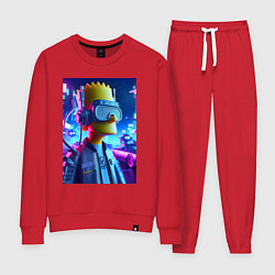 Костюм хлопковый женский Cyber Bart - ai art - neon, цвет: красный