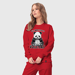 Костюм хлопковый женский Panda volleyball, цвет: красный — фото 2
