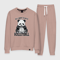 Костюм хлопковый женский Panda volleyball, цвет: пыльно-розовый