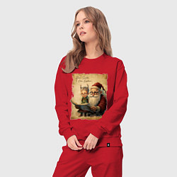 Костюм хлопковый женский Санта и Эльф, цвет: красный — фото 2