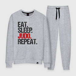 Костюм хлопковый женский Eat sleep judo repeat, цвет: меланж