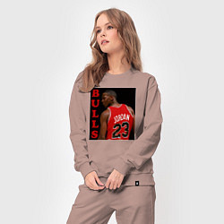 Костюм хлопковый женский Bulls Jordan, цвет: пыльно-розовый — фото 2