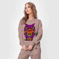 Костюм хлопковый женский Purple owl, цвет: пыльно-розовый — фото 2