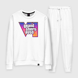 Костюм хлопковый женский GTA 6 logo, цвет: белый