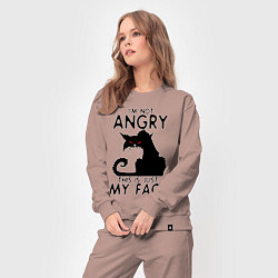 Костюм хлопковый женский I am not angry cat, цвет: пыльно-розовый — фото 2