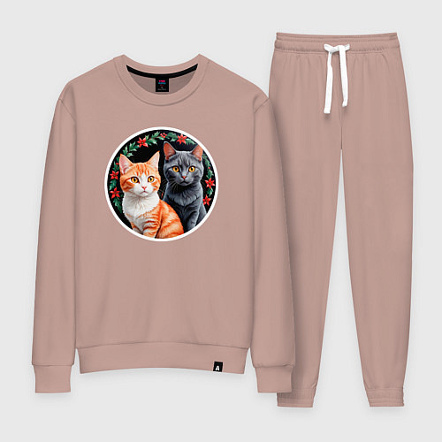 Женский костюм Два кота ждут Новый Год / Пыльно-розовый – фото 1