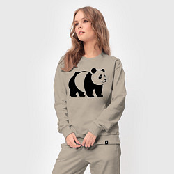 Костюм хлопковый женский Стоящая на четырёх лапах чёрная панда, цвет: миндальный — фото 2