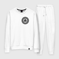 Костюм хлопковый женский Валькнут на груди, цвет: белый