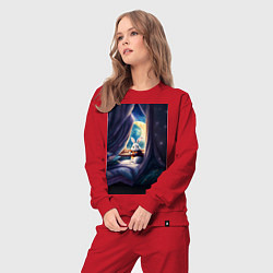 Костюм хлопковый женский Кролик в пижаме, цвет: красный — фото 2