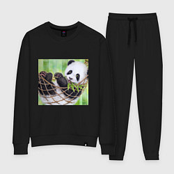Костюм хлопковый женский Панда медвед, цвет: черный