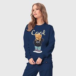 Костюм хлопковый женский Плюшевый медвежонок в наушниках, цвет: тёмно-синий — фото 2
