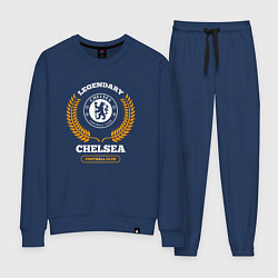 Костюм хлопковый женский Лого Chelsea и надпись legendary football club, цвет: тёмно-синий