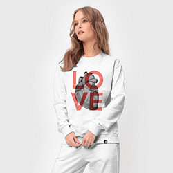 Костюм хлопковый женский Love с сердцем, цвет: белый — фото 2