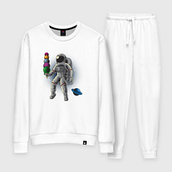 Костюм хлопковый женский Космонавт мороженое, цвет: белый