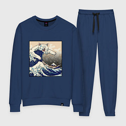 Костюм хлопковый женский Большой котяра в Канагаве, цвет: тёмно-синий