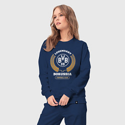 Костюм хлопковый женский Лого Borussia и надпись legendary football club, цвет: тёмно-синий — фото 2