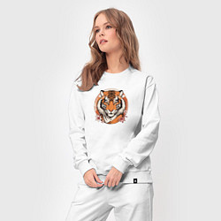 Костюм хлопковый женский Тигр в ретро стиле, цвет: белый — фото 2