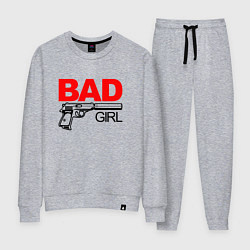 Костюм хлопковый женский Bad girl with gun, цвет: меланж