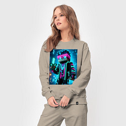 Костюм хлопковый женский Minecraft - neon character ai art, цвет: миндальный — фото 2