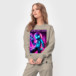 Костюм хлопковый женский Neon Minecraft - ai art, цвет: миндальный — фото 2