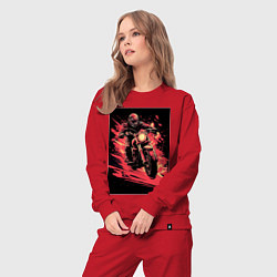 Костюм хлопковый женский Мотокросс красные брызги, цвет: красный — фото 2