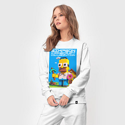 Костюм хлопковый женский Homer Simpson and Minecraft - collaboration ai art, цвет: белый — фото 2