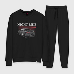 Костюм хлопковый женский Nissan skyline night ride, цвет: черный