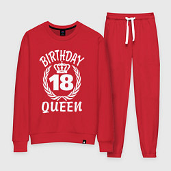 Костюм хлопковый женский 18 с днем рождения королева, цвет: красный