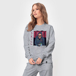 Костюм хлопковый женский Скелет ест рамен, цвет: меланж — фото 2