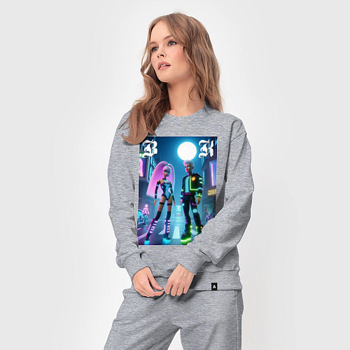 Женский костюм Барби и Кен в ночном городе - неон / Меланж – фото 3