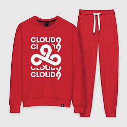 Костюм хлопковый женский Cloud9 - in logo, цвет: красный
