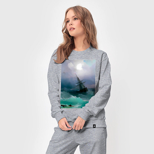 Женский костюм Корабль среди бурного моря / Меланж – фото 3