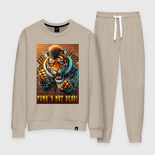 Женский костюм Punks not dead - motto tiger / Миндальный – фото 1