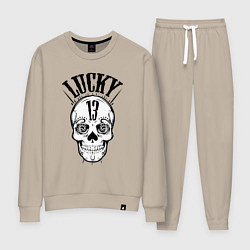 Костюм хлопковый женский Lucky skull, цвет: миндальный