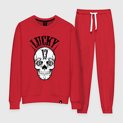 Костюм хлопковый женский Lucky skull, цвет: красный