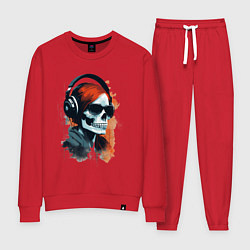 Костюм хлопковый женский Grunge redhead girl skull, цвет: красный