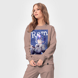 Костюм хлопковый женский Рем близняшка горничная, цвет: пыльно-розовый — фото 2