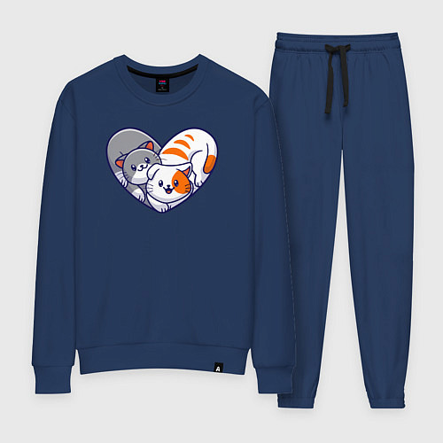 Женский костюм Котики в сердечке / Тёмно-синий – фото 1