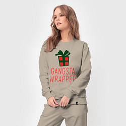 Костюм хлопковый женский Gangsta wrapper, цвет: миндальный — фото 2