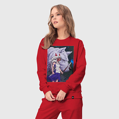 Женский костюм Принцесса Мононоке волк / Красный – фото 3