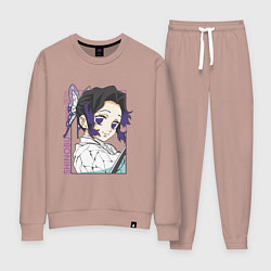 Костюм хлопковый женский Клинок рассекающий демонов Шинобу Кочо портрет, цвет: пыльно-розовый
