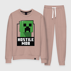 Костюм хлопковый женский Minecraft hostile mob, цвет: пыльно-розовый