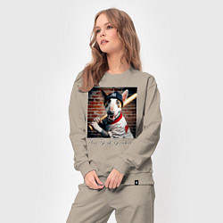 Костюм хлопковый женский Bull terrier - New York yankees baseball team, цвет: миндальный — фото 2