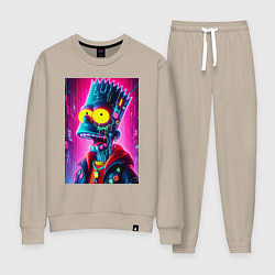 Костюм хлопковый женский Cyber Bart Simpson - neon glow ai art, цвет: миндальный