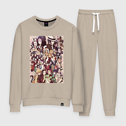 Костюм хлопковый женский Клинок, рассекающий демонов Гию Томиока коллаж, цвет: миндальный