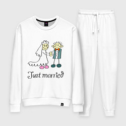 Костюм хлопковый женский Just married, цвет: белый