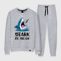 Костюм хлопковый женский Shark ice cream - ai art, цвет: меланж