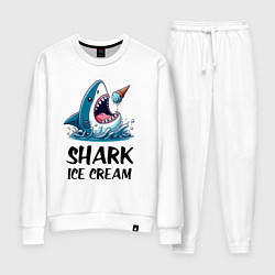 Костюм хлопковый женский Shark ice cream - ai art, цвет: белый
