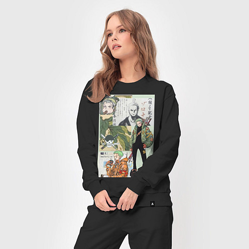 Женский костюм Ван-Пис Зоро Ророноа коллаж сильнейший мечник / Черный – фото 3