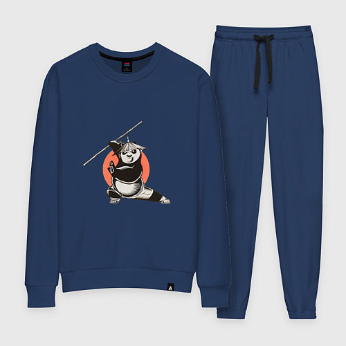 Женский костюм Кунгфу панда По с бамбуковой палкой / Тёмно-синий – фото 1